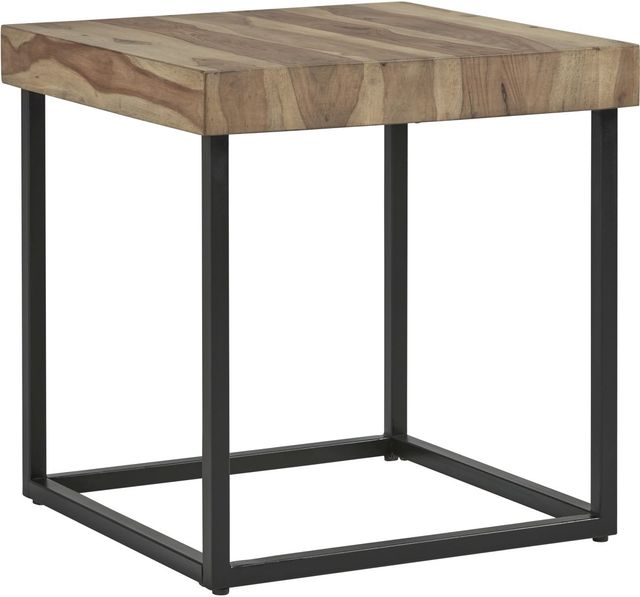 Signature Design by Ashley® Bellwick Natural End Table with Black Metal Base-0