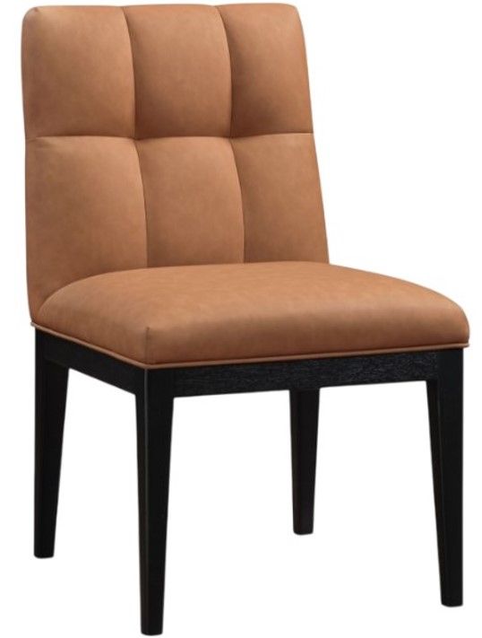 Meridian Furniture Adrian Cognac/Black Leather Upholstered Dining Side Chair-0