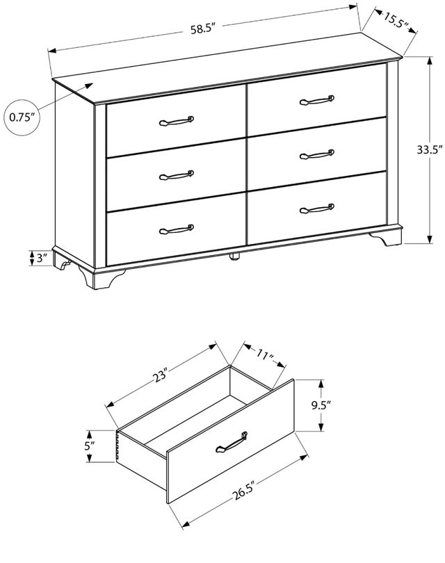 Monarch Specialties Inc. Medium Oak Dresser-2