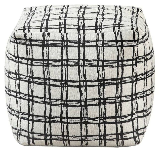 Homelegance® Easley Black/White Square Pouf-2
