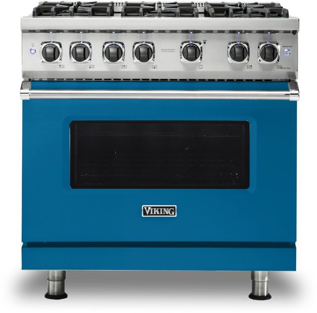 Viking® 5 Series 36" Alluvial Blue Pro Style Natural Gas Range-0