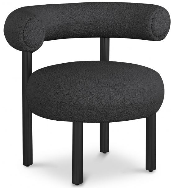 Meridian Furniture Bordeaux Black/Matte Black Boucle Fabric Accent Chair-0