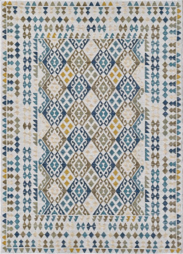 KAS Rugs Dahlia Blue Mosaic 5'x7' Area Rug-3