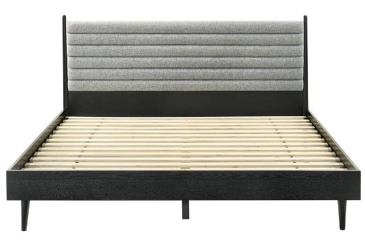 Armen Living Artemio Black/Gray Queen Platform Panel Bed-2