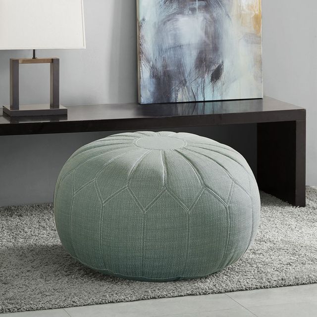 Olliix by Madison Park Seafoam Kelsey Round Pouf Ottoman-3