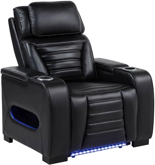 Coaster® Zuma Black Power Upholstered Recliner with Power Headrest-0
