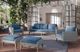 New Classic® Home Furnishings Carezza 5-Piece Dark Blue/Gray Fabric/Wicker Outdoor Conversation Set-1