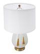 A & B Home Gold/White Table Lamp with Drum Shade and Two Tassel Accents-1