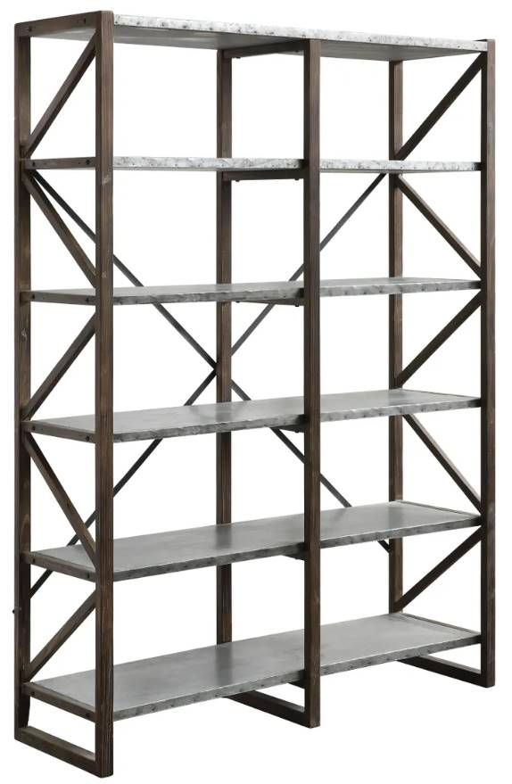 Crestview Collection Newhart Dark Brown/Silver Bookshelf