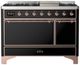 Ilve® Majestic III 48" Glossy Black Pro Style Dual Fuel Liquid Propane Range with Solid Door and Copper Trim-0