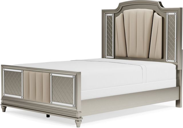 Signature Design by Ashley® Chevanna Platinum Queen Upholstered Panel Bed-3