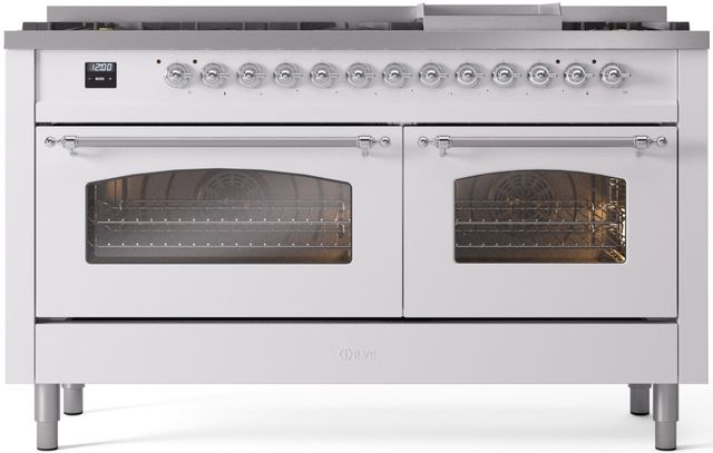 Ilve® Nostalgie II Series 60" White Pro Style Dual Fuel Range-0