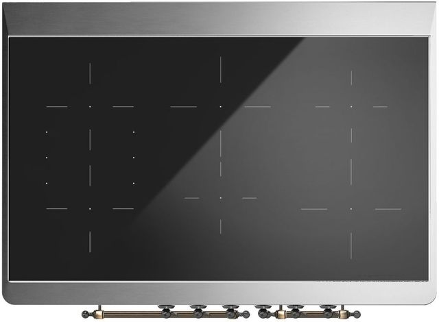 Ilve® Majestic III 40" Blue Gray Pro Style Induction Range with Solid Door and Burnished Trim-3