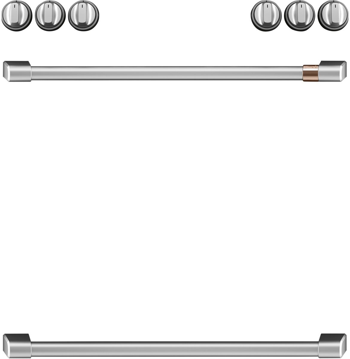 Café™ Brushed Stainless Steel Front Control Induction Knobs and Handle Kit