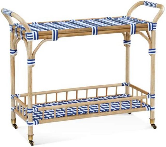 Bassett Mirror Ventana Natural Blue/White Bar Cart