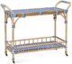 Bassett Mirror Ventana Light Tan Bar Cart with Blue and White Rattan Shelves-0