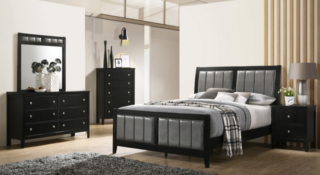 Coaster® Carlton 5-Piece Black/Grey Full Upholstered Bedroom Set -0