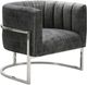TOV Furniture Magnolia Slub Grey Chair with Silver Base-1