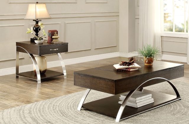 Homelegance® Tioga Espresso End Table with Chrome Metal Frame-1