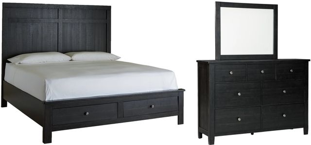 Benchcraft® Noorbrook 3-Piece Black California King Storage Panel Bed Set-0