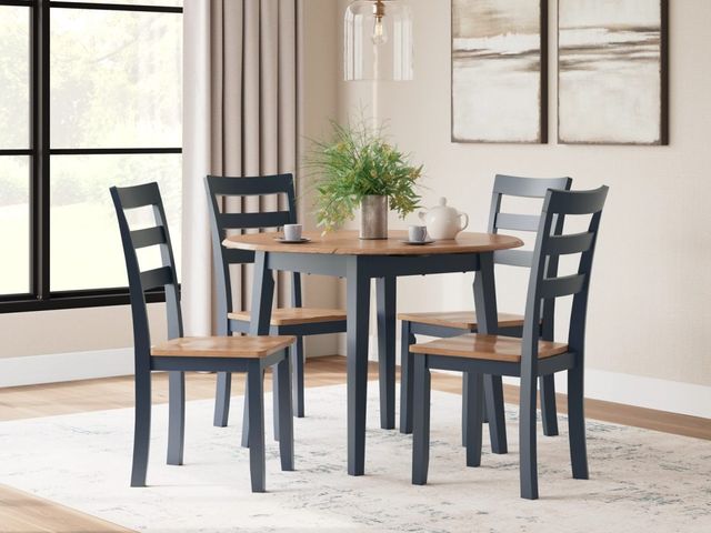 Signature Design by Ashley® Gesthaven 5-Piece Natural/Blue Dining Table Set-3