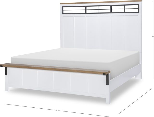 Legacy Classic Franklin Natural White King Window Panel Bed with Footboard Bench-2