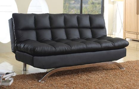 Milton Greens Stars Black Plush Futon Bed with Metal Legs-0