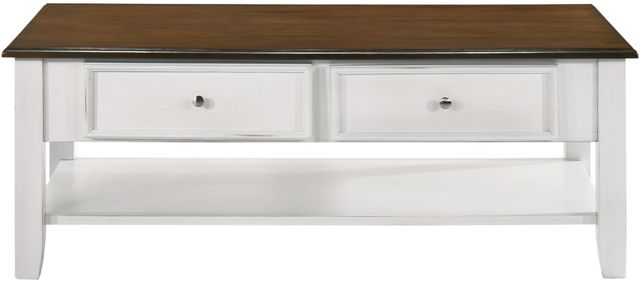 New Classic® Home Furnishings Evander Cream Coffee Table with Brown Top -1