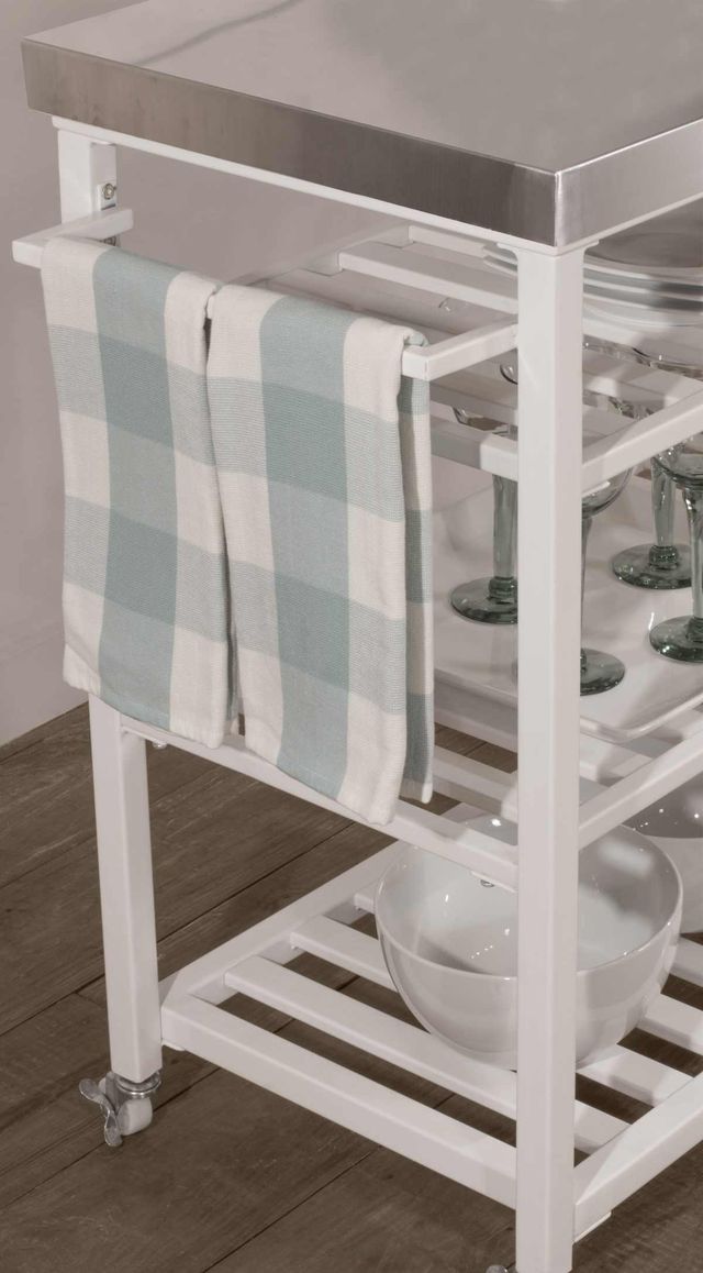 HH2 Home Kennon White Stainless Steel Kitchen Cart-3