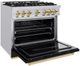 ZLINE Classic 36" Stainless Steel Pro Style Gas Range with Black Matte Door and Polished Gold Accents -4