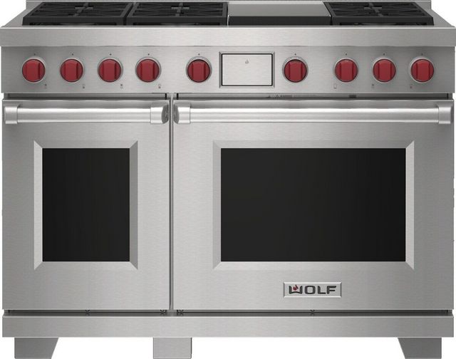 Wolf® 48" Stainless Steel Pro Style Dual Fuel Range and Infrared Griddle-0