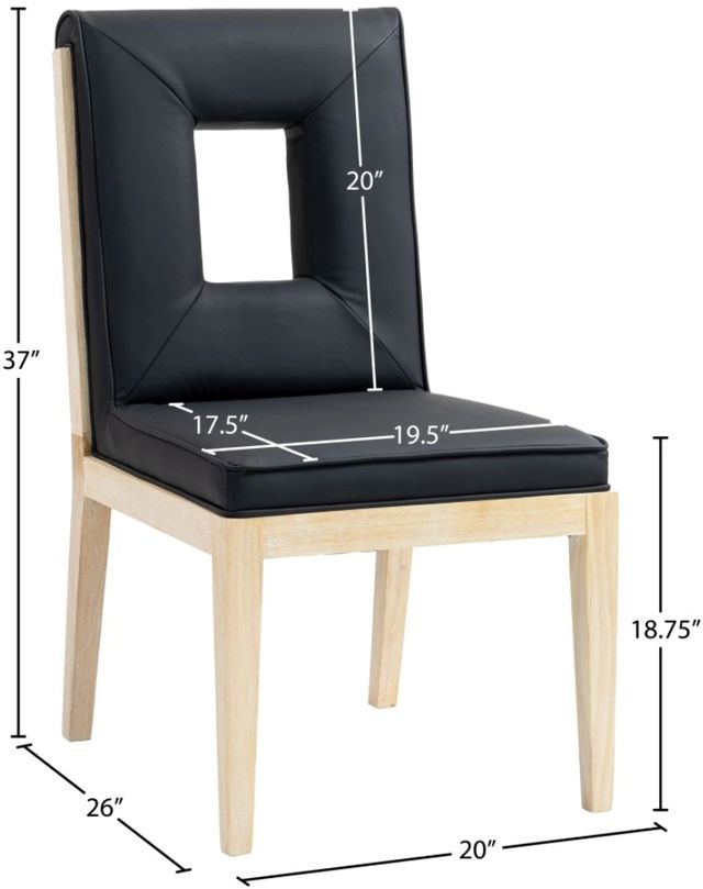 Meridian Furniture Gwendolyn Black/Natural Vegan Leather Dining Side Chair-2