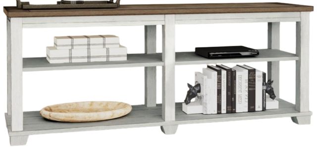 Null Furniture Madison Toasted Almond Entertainment Console with Rustic White Base-0