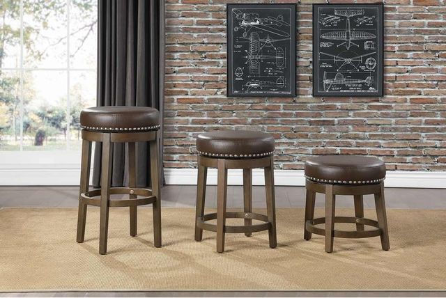 Mazin Furniture Westby Brown Round Swivel Stool-1