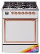 Ilve® Nostalgie II Noblesse 30'' Custom RAL Color Pro Style Dual Fuel Range with Copper Trim-0