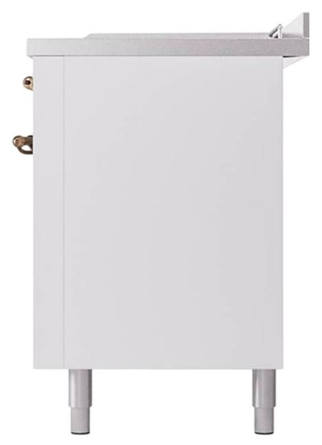 Ilve® Nostalgie II Noblesse 60'' White Pro Style Dual Fuel Range with Burnished Trim-3