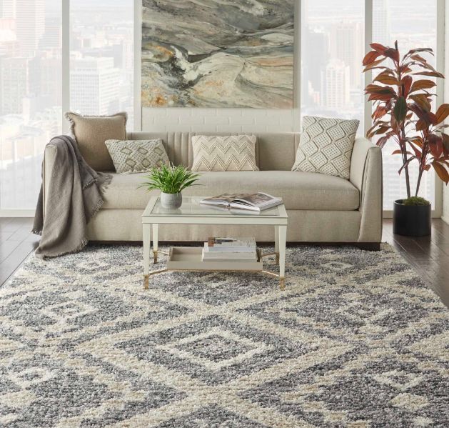 Nourison Home™ Oslo Shag Ivory/Gray 5'x8' Style 2 Area Rug-1
