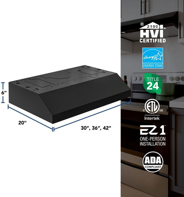 Broan® Glacier 1 Series 36" Black Under Cabinet Range Hood-1