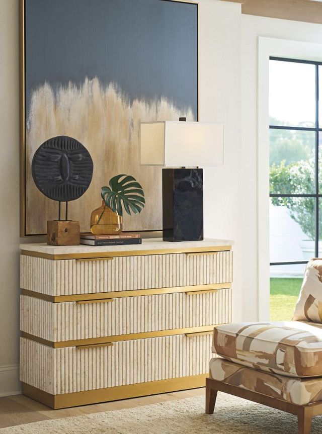 Lexington Home La Costa Montage Beige/Satin Gold Hall Chest-1