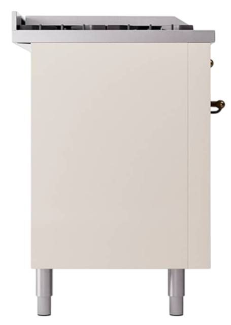 Ilve® Nostalgie II Noblesse 60'' Antique White Pro Style Dual Fuel Range with Burnished Trim-2