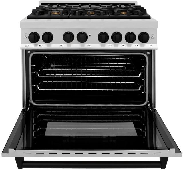 ZLINE Autograph Edition Legacy 36" Stainless Steel Pro Style Dual Fuel Range with Matte Black Accents-1