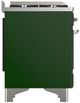Ilve® Majestic III 60" Emerald Green Pro Style Dual Fuel Liquid Propane Range with French Top and Chrome Trim-4