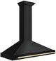 ZLINE Autograph Edition 48" Black Stainless Steel Wall Mounted Range Hood with Polished Gold Handle-2