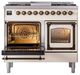 Ilve® Nostalgie II Noblesse 40'' Antique White Pro Style Dual Fuel Range with Burnished Trim-3