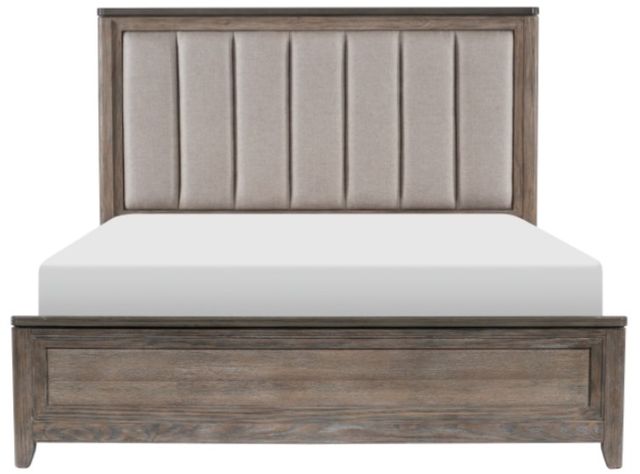 Homelegance® Newell Gray/Oak Eastern King Upholstered Panel Bed-1
