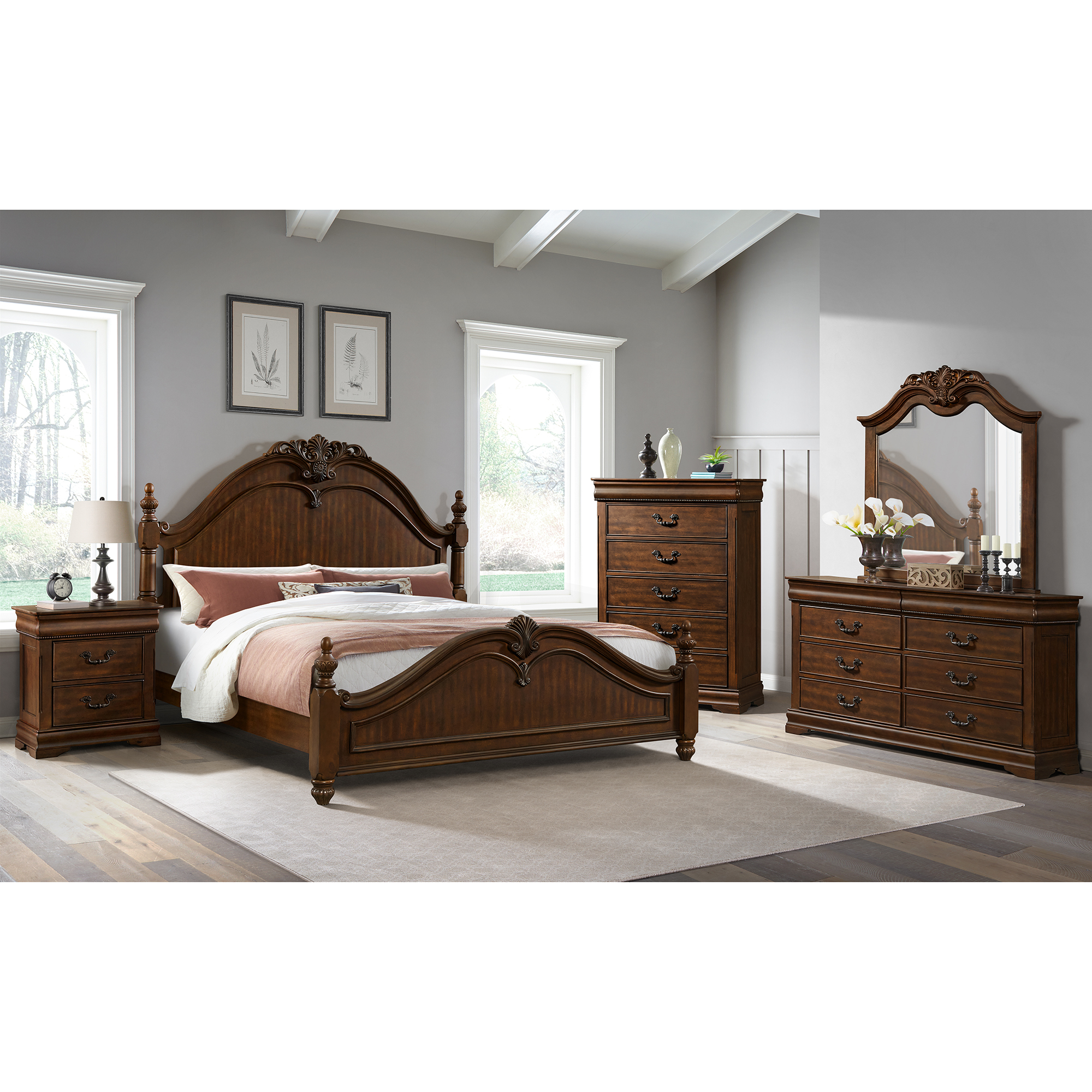 SM10 52.56 2本set Omni 4-Piece Queen Bedroom Set(Queen Bed, Nightstand