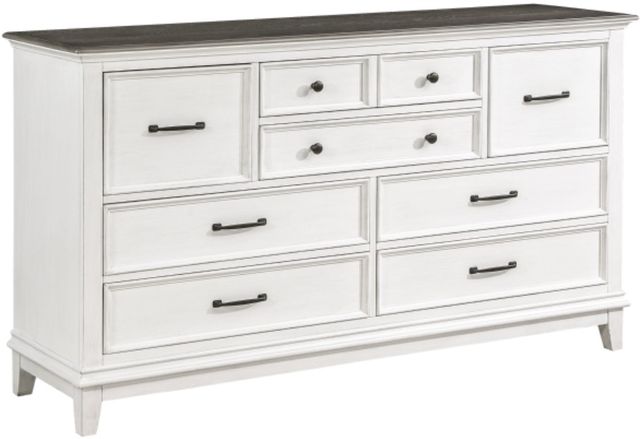 Mazin Furniture Chesterton Antique White/Dark Brown Dresser-0