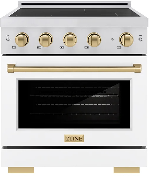 ZLINE 30" 4.2 cu. ft. Autograph Edition Paramount Stainless Steel with White Matte Door & Champagne