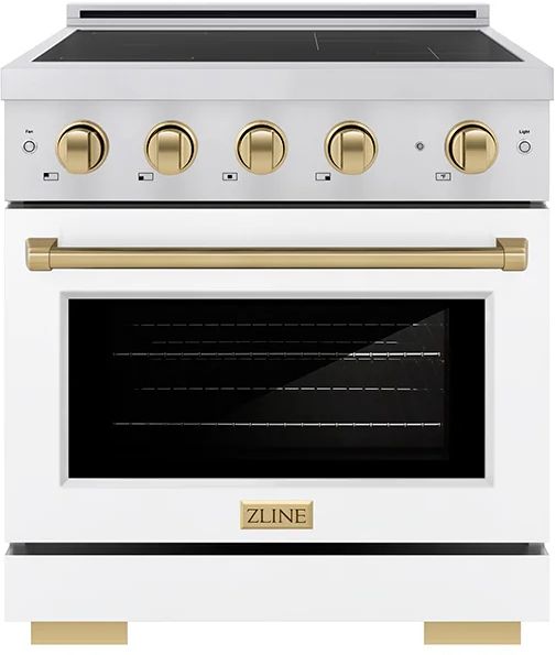 ZLINE Autograph Edition Paramount 30" Stainless Steel Pro Style Induction Range with White Matte Door and Champagne Bronze Accents-0