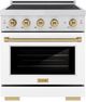 ZLINE Autograph Edition Paramount 30" Stainless Steel Pro Style Induction Range with White Matte Door and Champagne Bronze Accents-0
